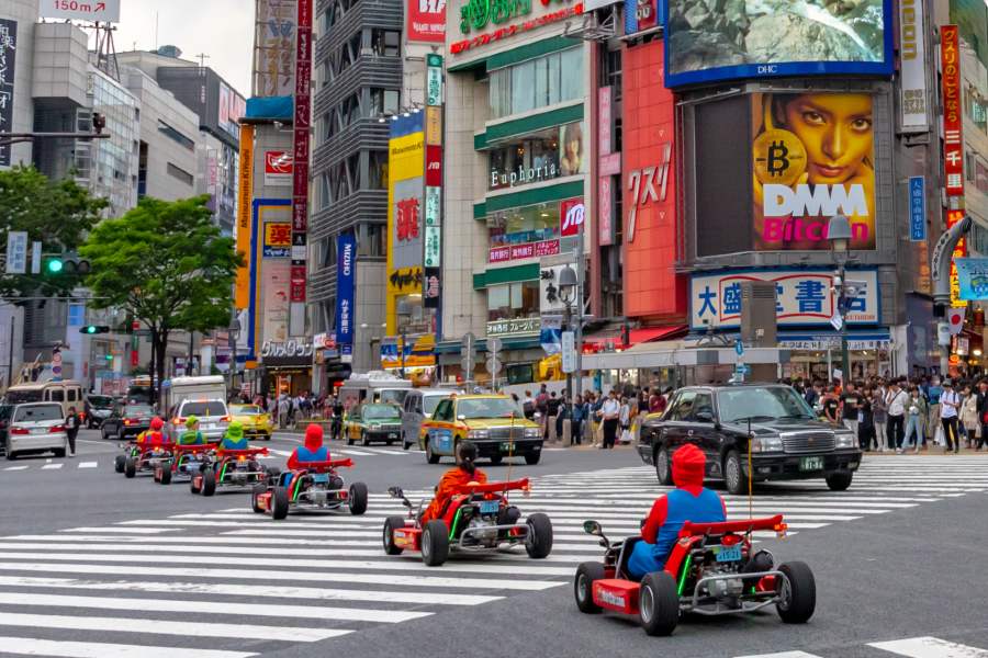 Drive the Mario Karts around Tokyo