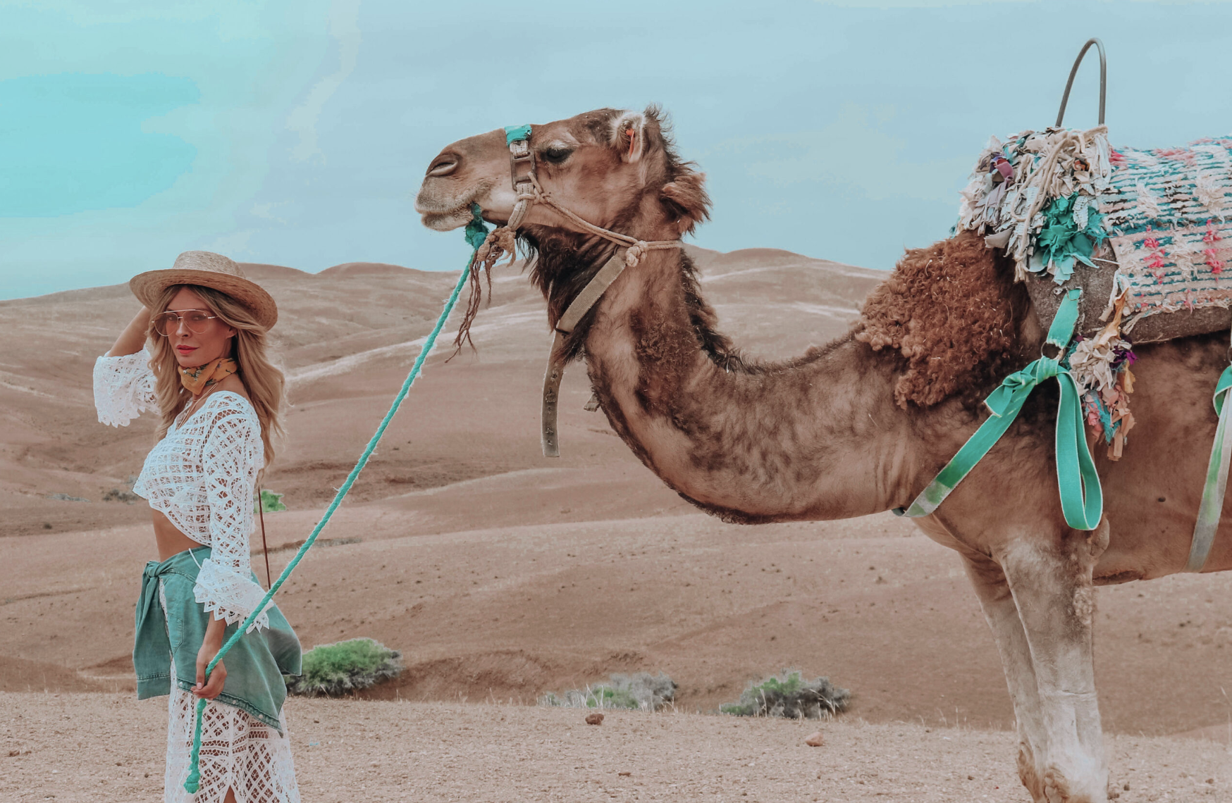 Camel ride in the desert